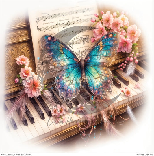 Butterfly Piano Printed Vinyl Sheet/Wrap