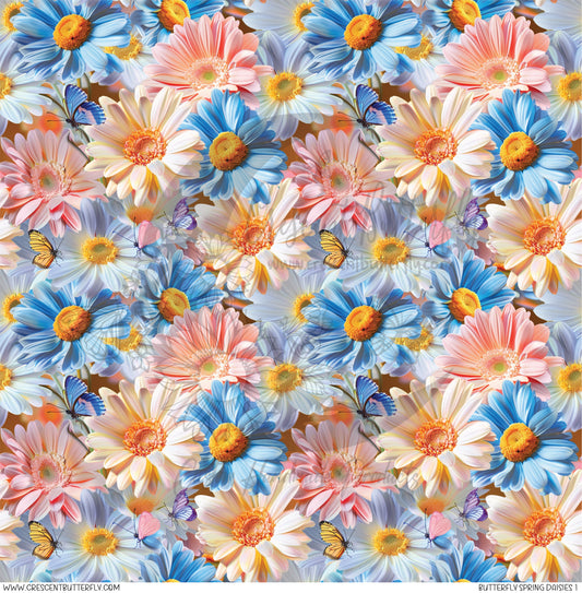 Butterfly Spring Daisies 1 Printed Vinyl Sheet/Wrap