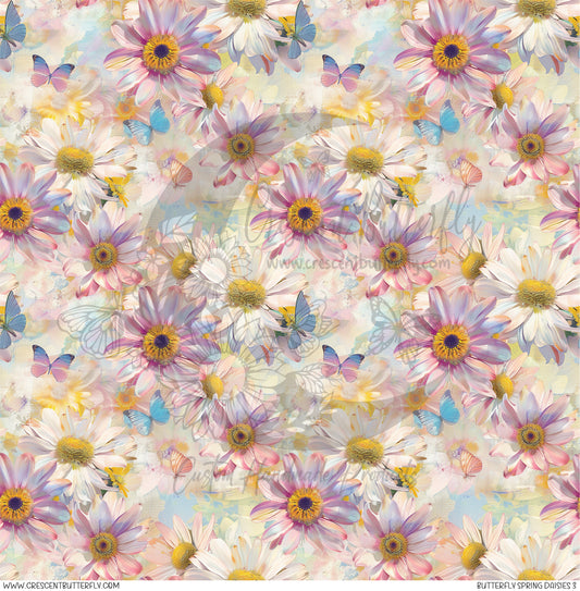Butterfly Spring Daisies 3 Printed Vinyl Sheet/Wrap