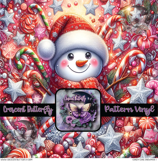 Candy Cane Snowman 1 Printed Vinyl Sheet/Wrap
