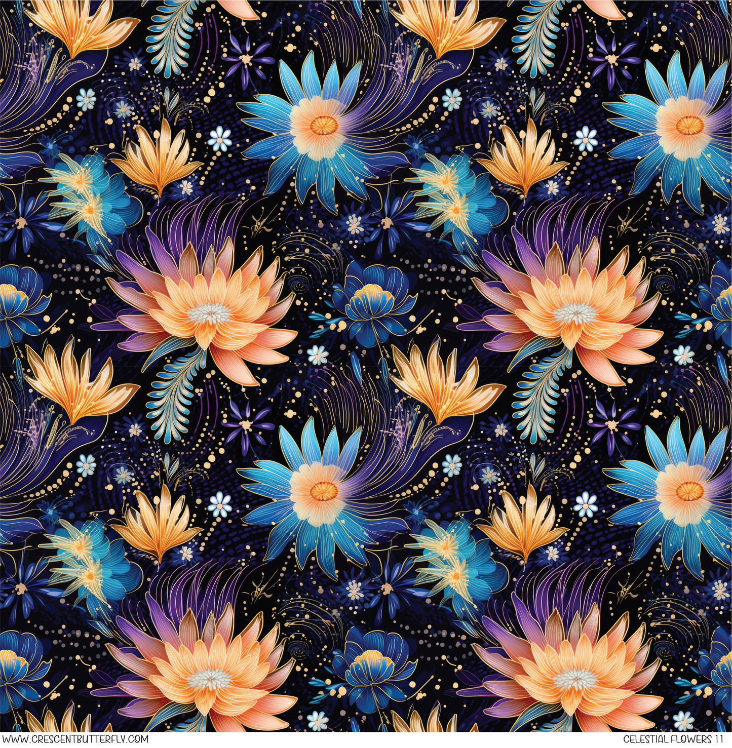 Celestial Flowers 11 Pattern Vinyl Sheet/Wrap