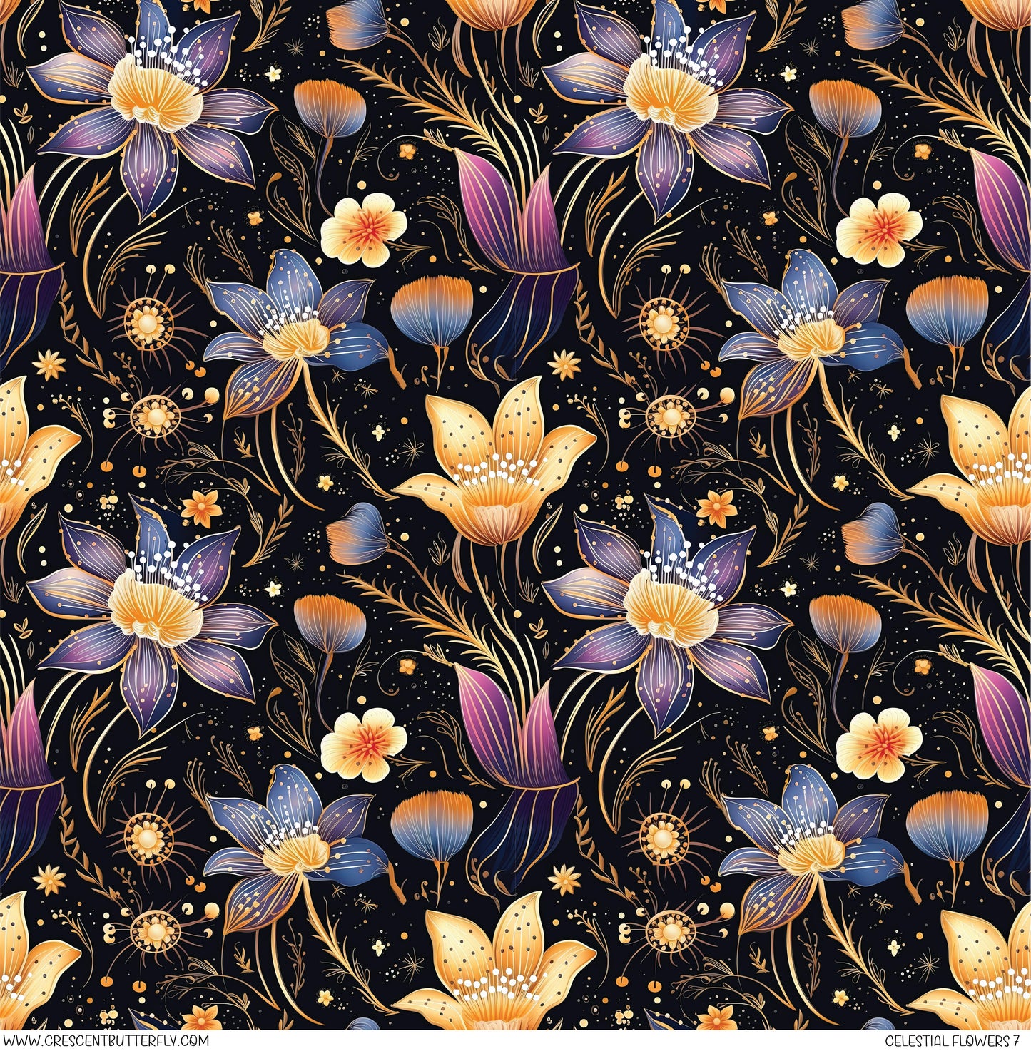 Celestial Flowers 7 Printed Vinyl Sheet/Wrap