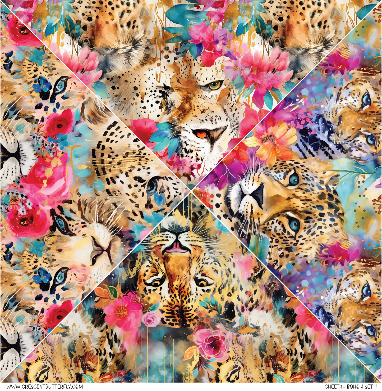 Cheetah Boho 4 Set-1 Printed Vinyl Sheet/Wrap