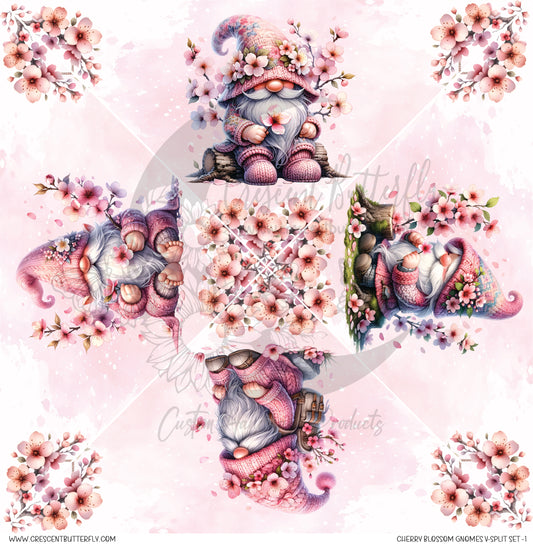 Cherry Blossom Gnomes V-Split Set-1 Printed Vinyl Sheet/Wrap
