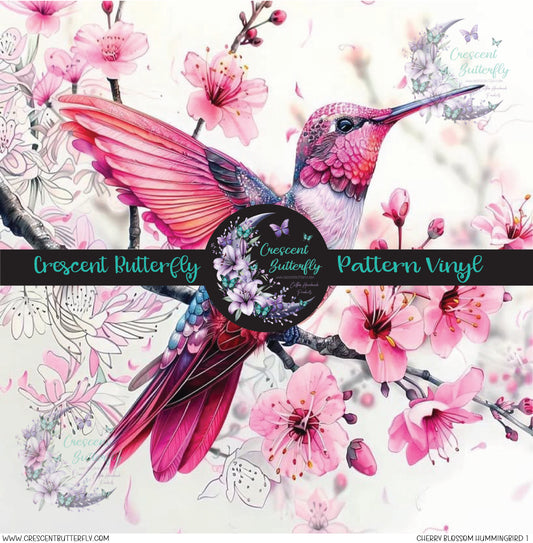 Cherry Blossom Hummingbird 1 Printed Vinyl Sheet/Wrap