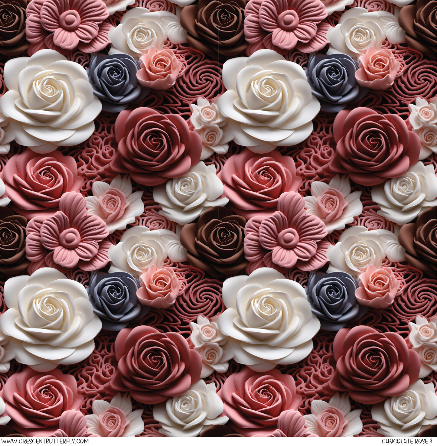 Chocolate Rose 3 Pattern Vinyl Sheet/Wrap