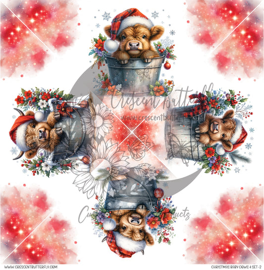 Christmas Baby Cows 4 Set-2 Printed Vinyl Sheet-Tumbler Wrap