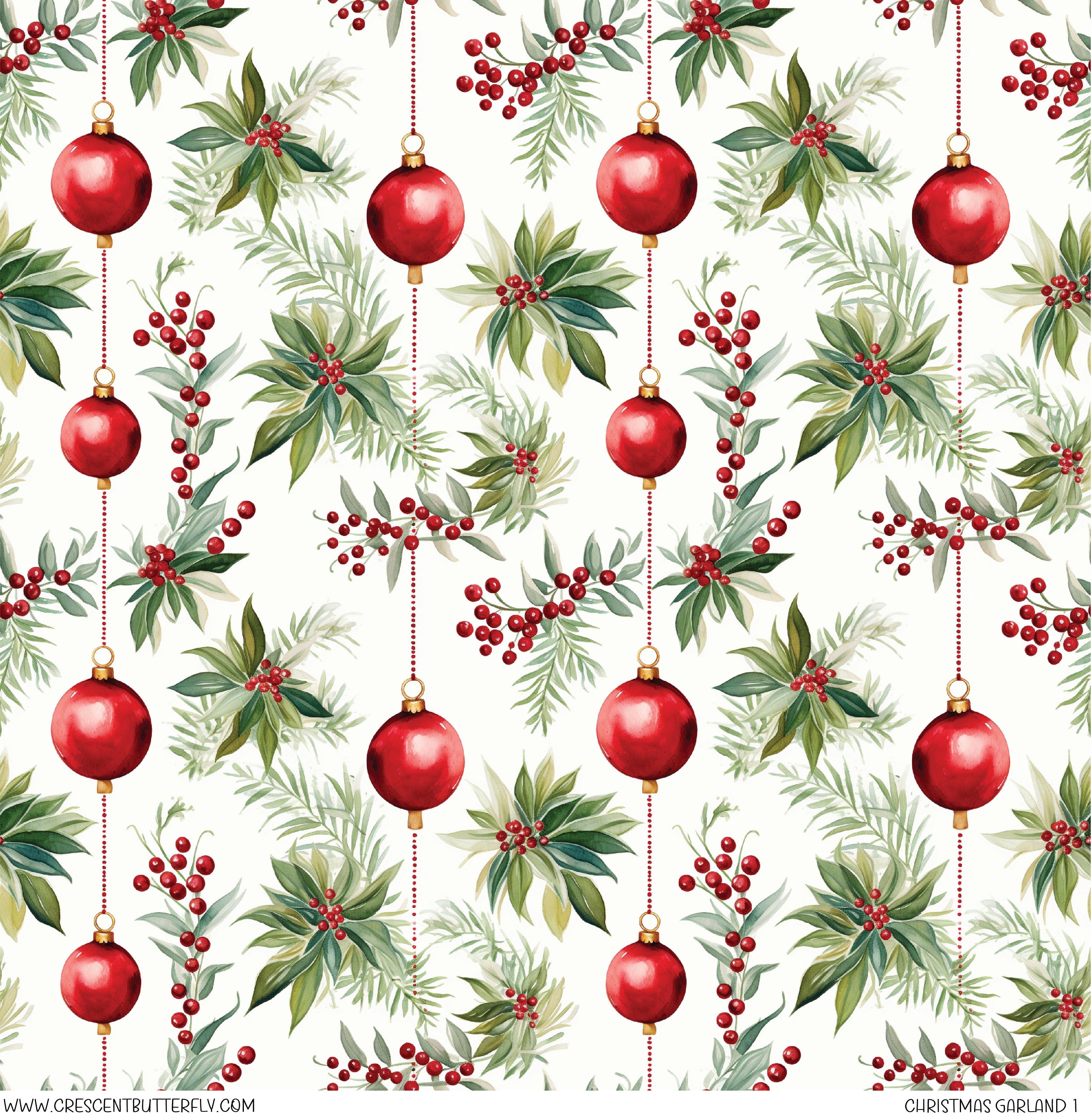 Christmas Garland 1 Printed Vinyl Sheet/Wrap – Crescent Butterfly ...