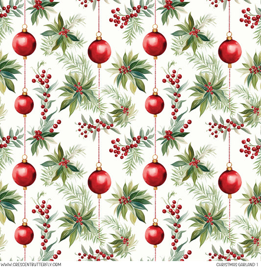 Christmas Garland 1 Printed Vinyl Sheet/Wrap