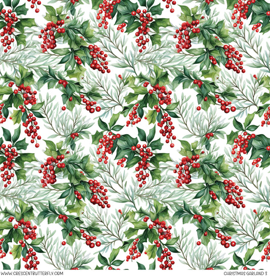 Christmas Garland 3 Printed Vinyl Sheet/Wrap