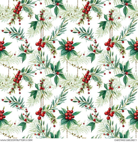 Christmas Garland 5 Printed Vinyl Sheet/Wrap