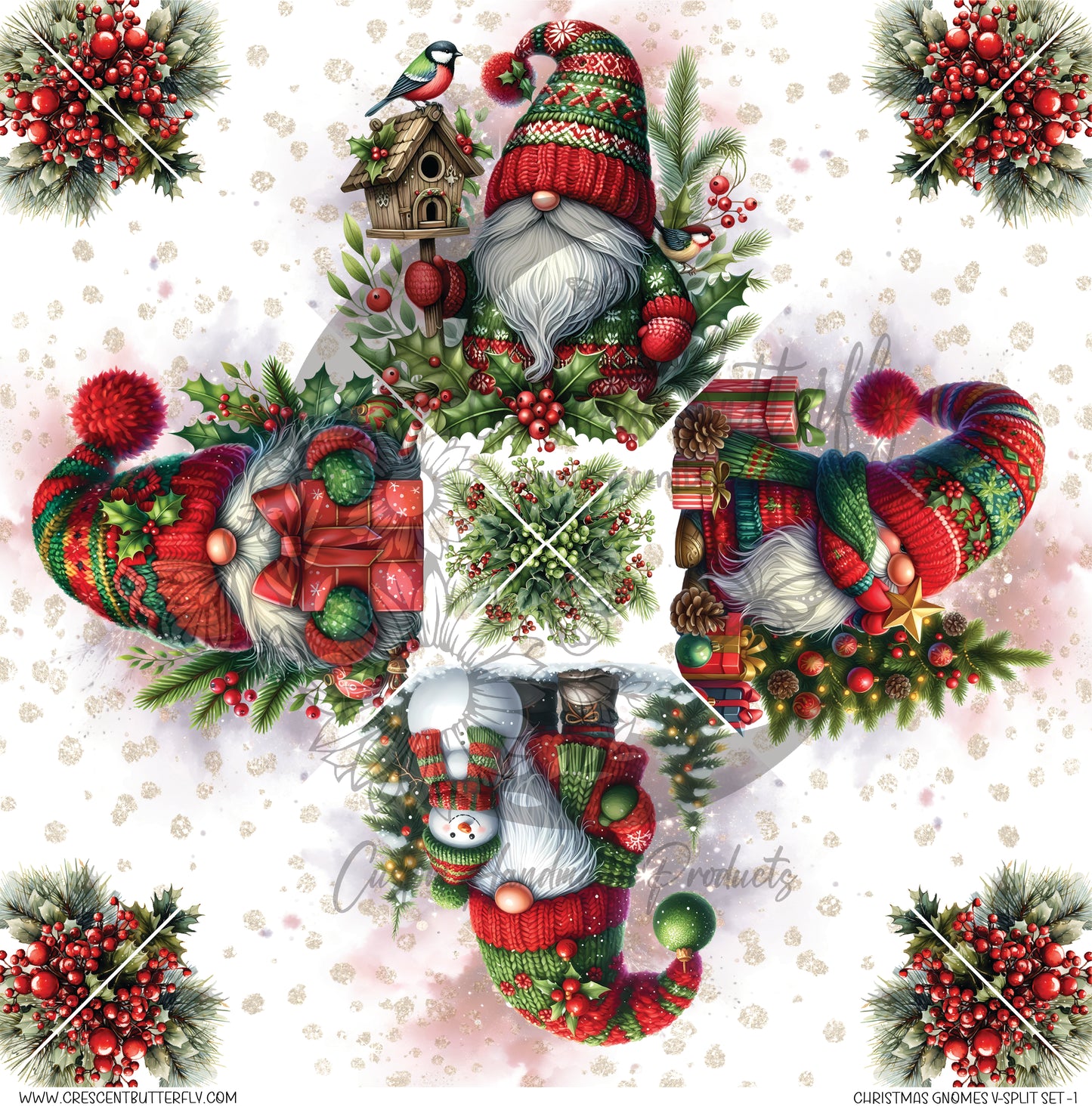 Christmas Gnomes V-Split Set-1 Printed Vinyl Sheet/Wrap