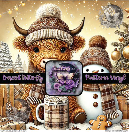 Christmas Highland Cow 1 Printed Vinyl Sheet/Wrap