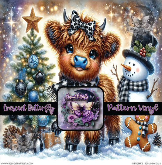 Christmas Highland Cow 2 Printed Vinyl Sheet/Wrap