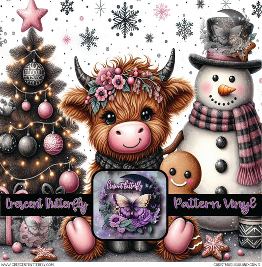 Christmas Highland Cow 3 Printed Vinyl Sheet/Wrap