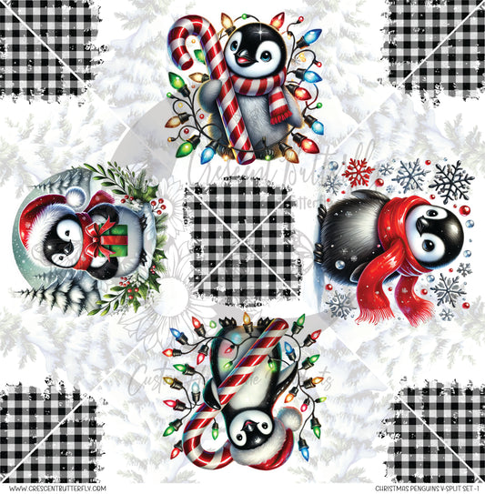 Christmas Penguins V-Split Set-1 Printed Vinyl Sheet/Wrap