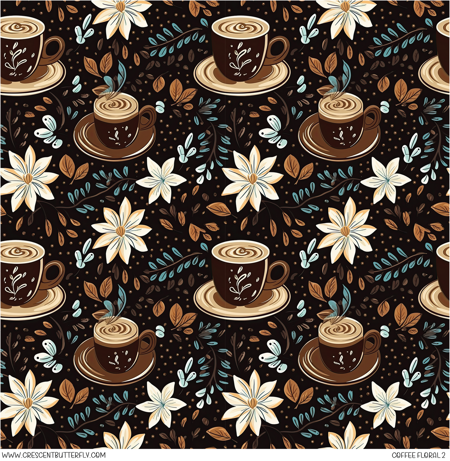 Coffee Floral 2 Vinyl Sheet/Wrap