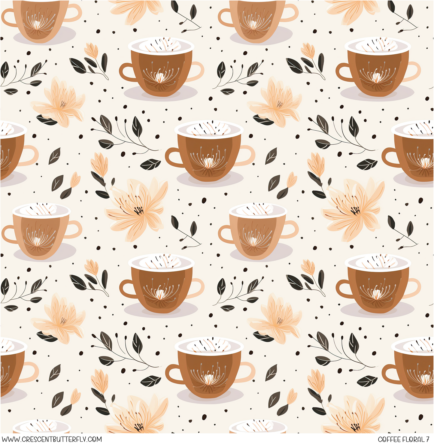 Coffee Floral 7 Vinyl Sheet/Wrap