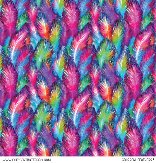 Colorful Feathers 8 Printed Vinyl Sheet