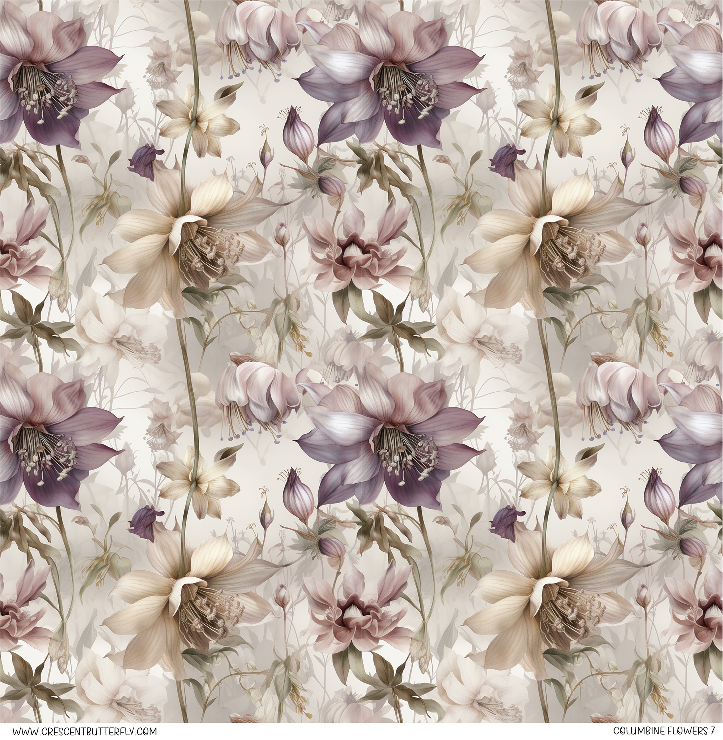 Columbine Flowers 7 Pattern Vinyl Sheet/Wrap