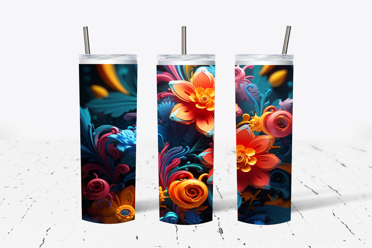 Coral Flower 3D Sublimation Tumbler