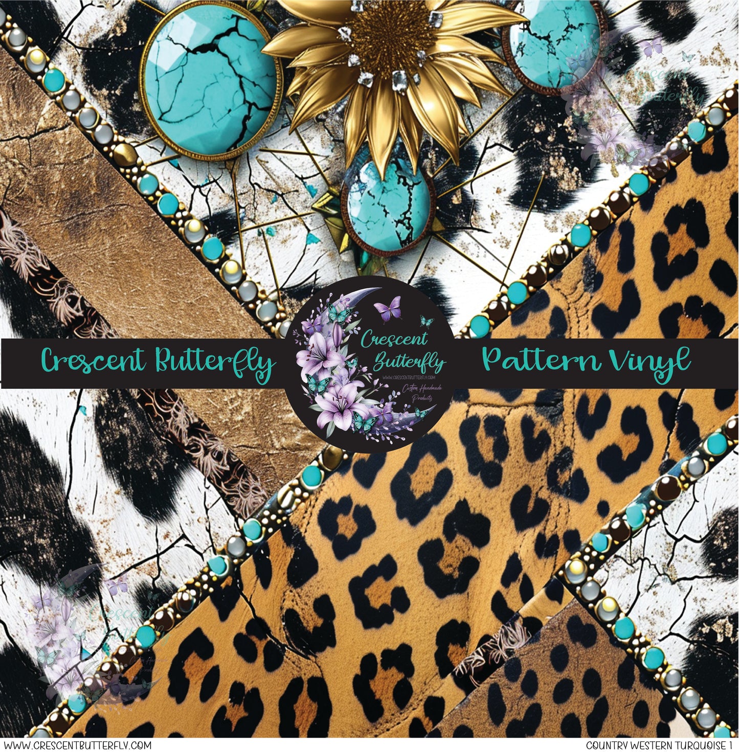 Country Western Turquoise 1 Printed Vinyl Sheet/Wrap