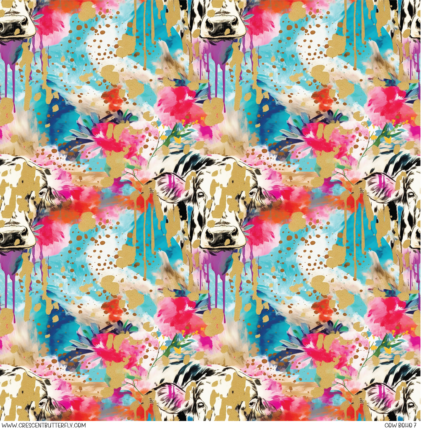 Cow Boho 7 Printed Vinyl Sheet/Wrap