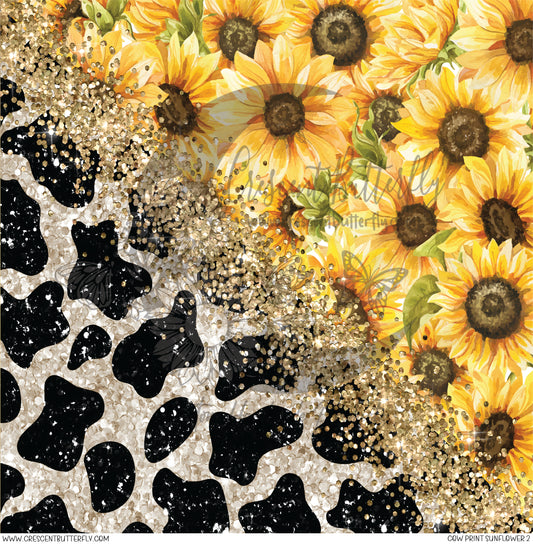 Cow Print Sunflower 2 Printed Vinyl Sheet/Wrap