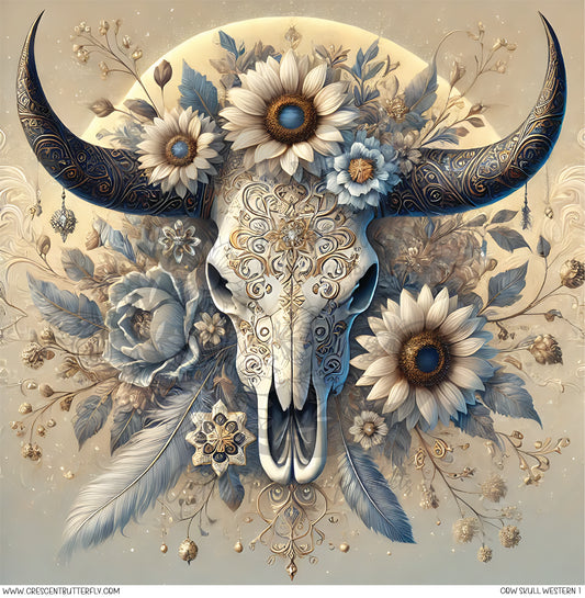 Cow Skull Western 1 Printed Vinyl Sheet/Wrap
