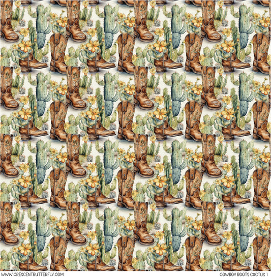 Cowboy Boots Cactus 1 Vinyl Sheet/Wrap