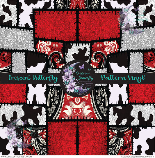 Cowhide Western Patchwork 1 Printed Vinyl Sheet/Wrap