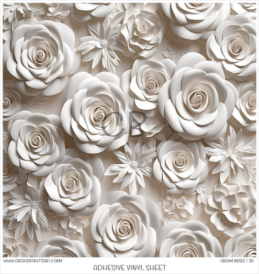 Cream Roses 1 3D Printed Vinyl Sheet/Wrap