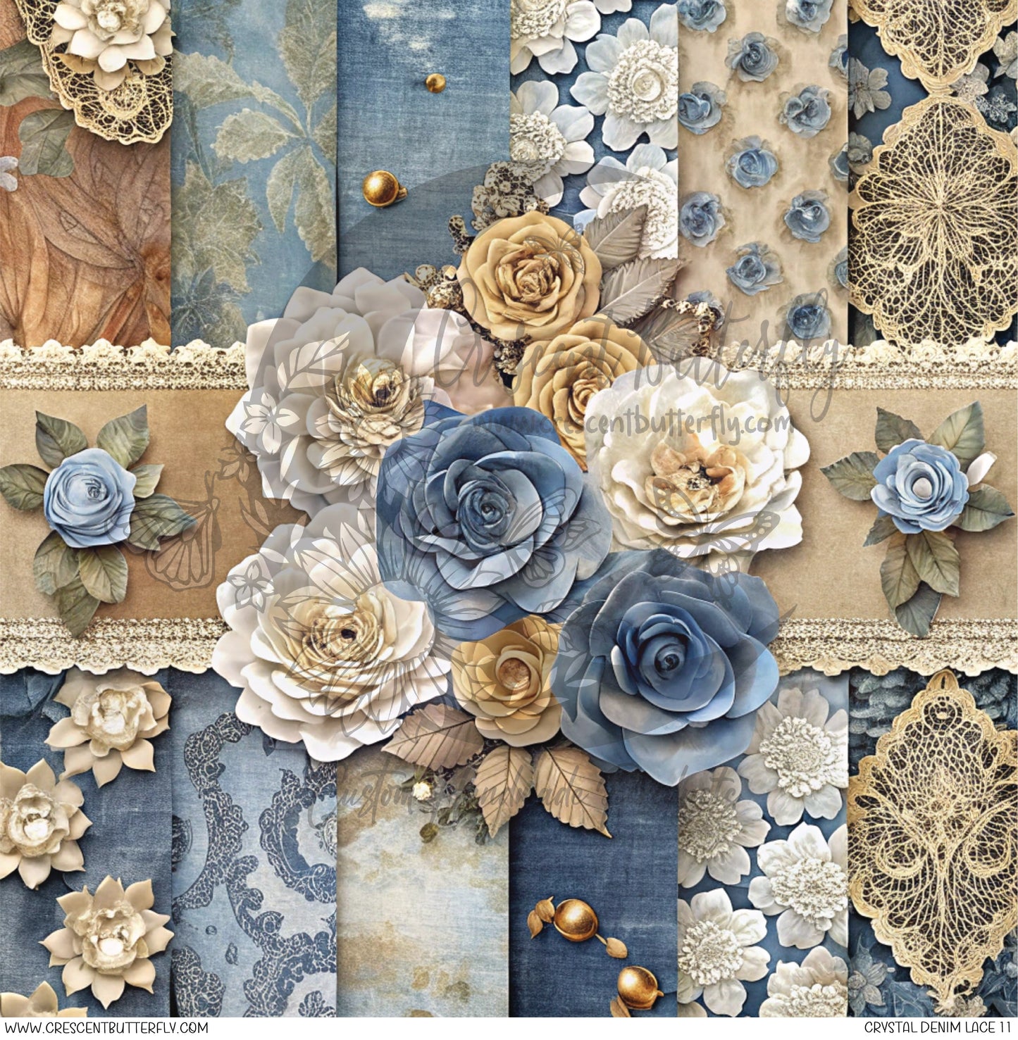 Crystal Denim Lace 11 Printed Vinyl Sheet/Wrap