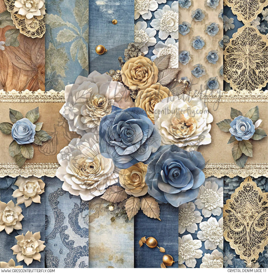 Crystal Denim Lace 11 Printed Vinyl Sheet/Wrap
