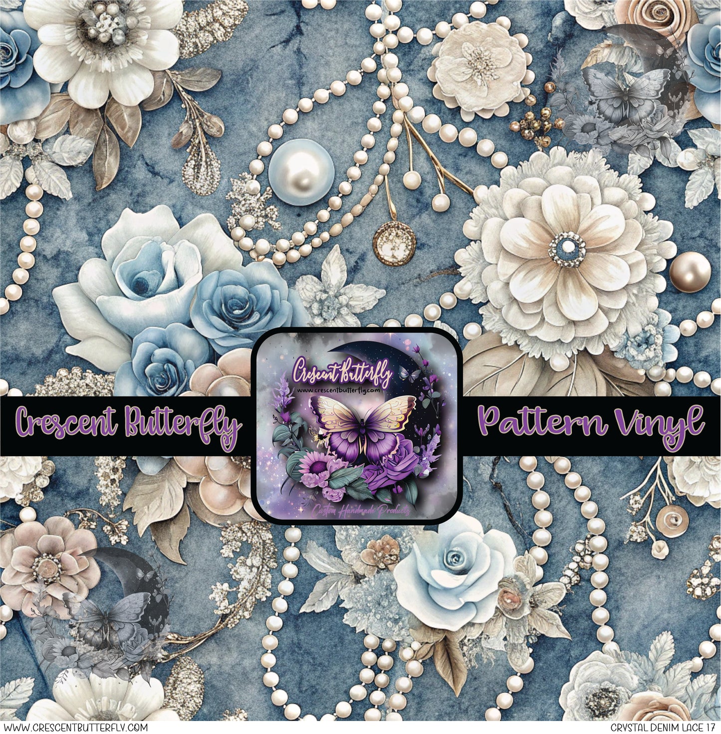 Crystal Denim Lace 17 Printed Vinyl Sheet/Wrap