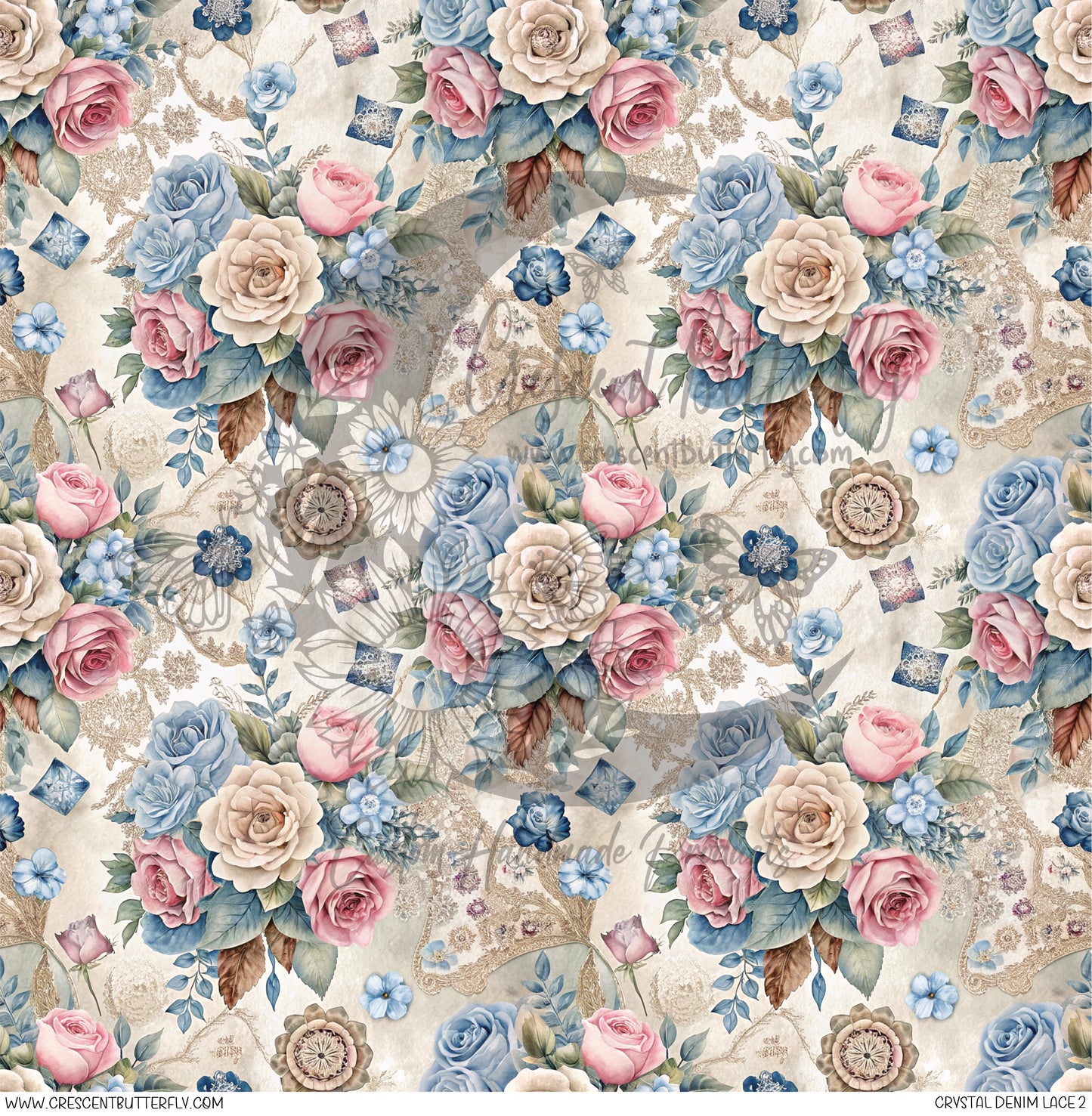 Crystal Denim Lace 2 Printed Vinyl Sheet/Wrap