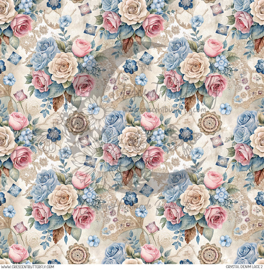 Crystal Denim Lace 2 Printed Vinyl Sheet/Wrap