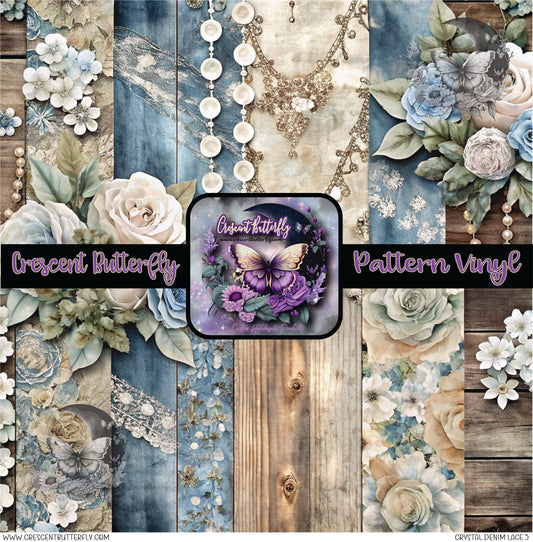 Crystal Denim Lace 5 Printed Vinyl Sheet/Wrap