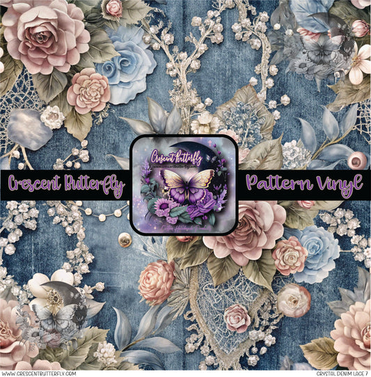 Crystal Denim Lace 7 Printed Vinyl Sheet/Wrap