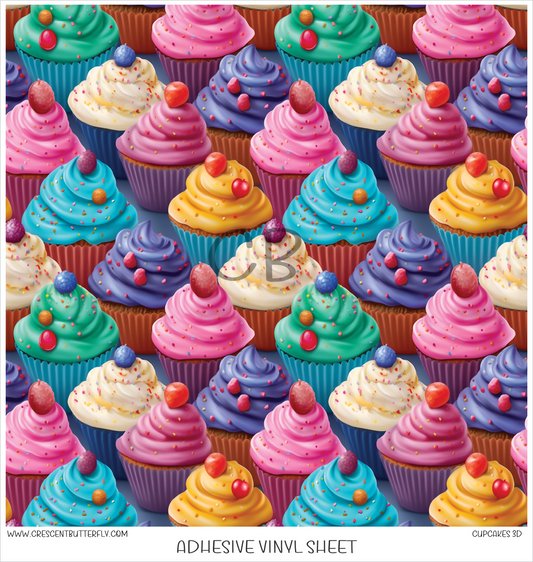 Cupcakes 3D Printed Vinyl Sheet/Wrap