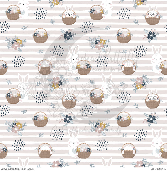 Cute Bunny 10 Printed Vinyl Sheet/Wrap