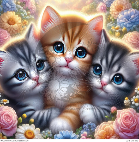 Cute Cat Trio Printed Vinyl Sheet/Wrap
