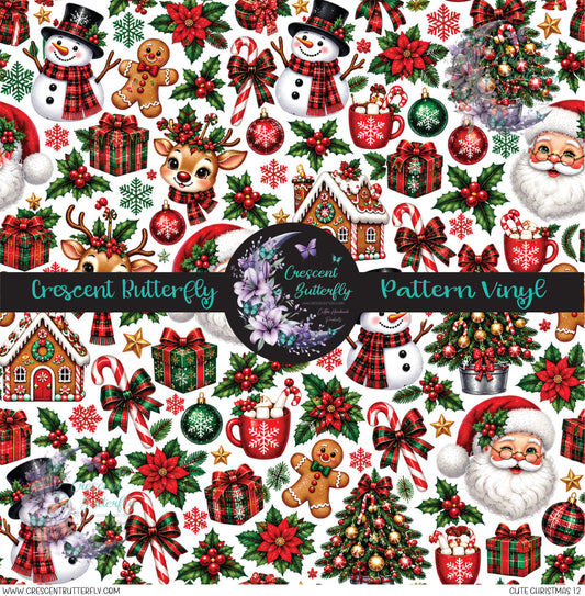 Cute Christmas 12 Printed Vinyl Sheet/Wrap