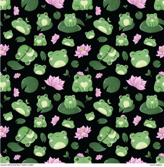 Cute Frogs Printed Vinyl Sheet/Wrap