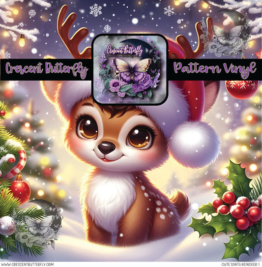Cute Santa Reindeer 1 Printed Vinyl Sheet/Wrap