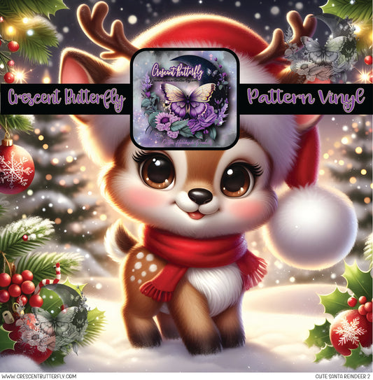 Cute Santa Reindeer 2 Printed Vinyl Sheet/Wrap