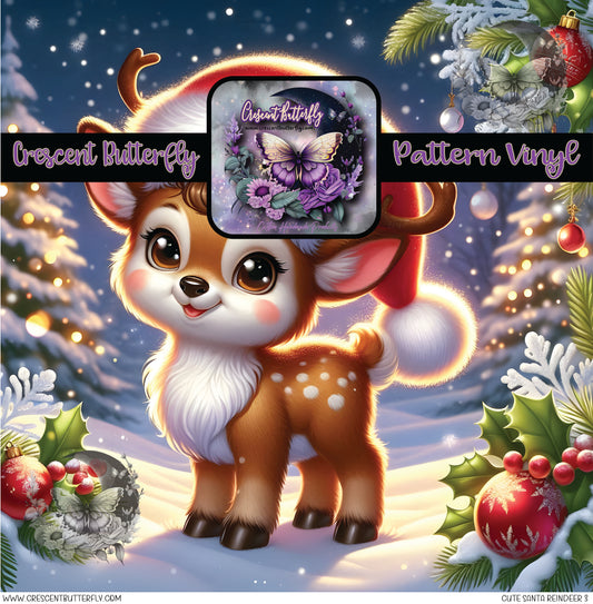 Cute Santa Reindeer 3 Printed Vinyl Sheet/Wrap