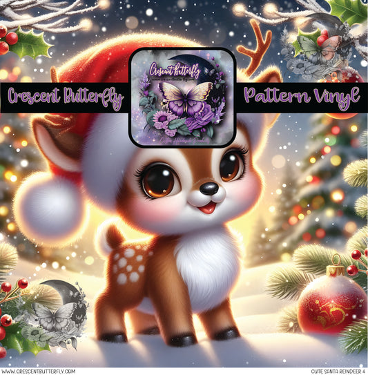 Cute Santa Reindeer 4 Printed Vinyl Sheet/Wrap