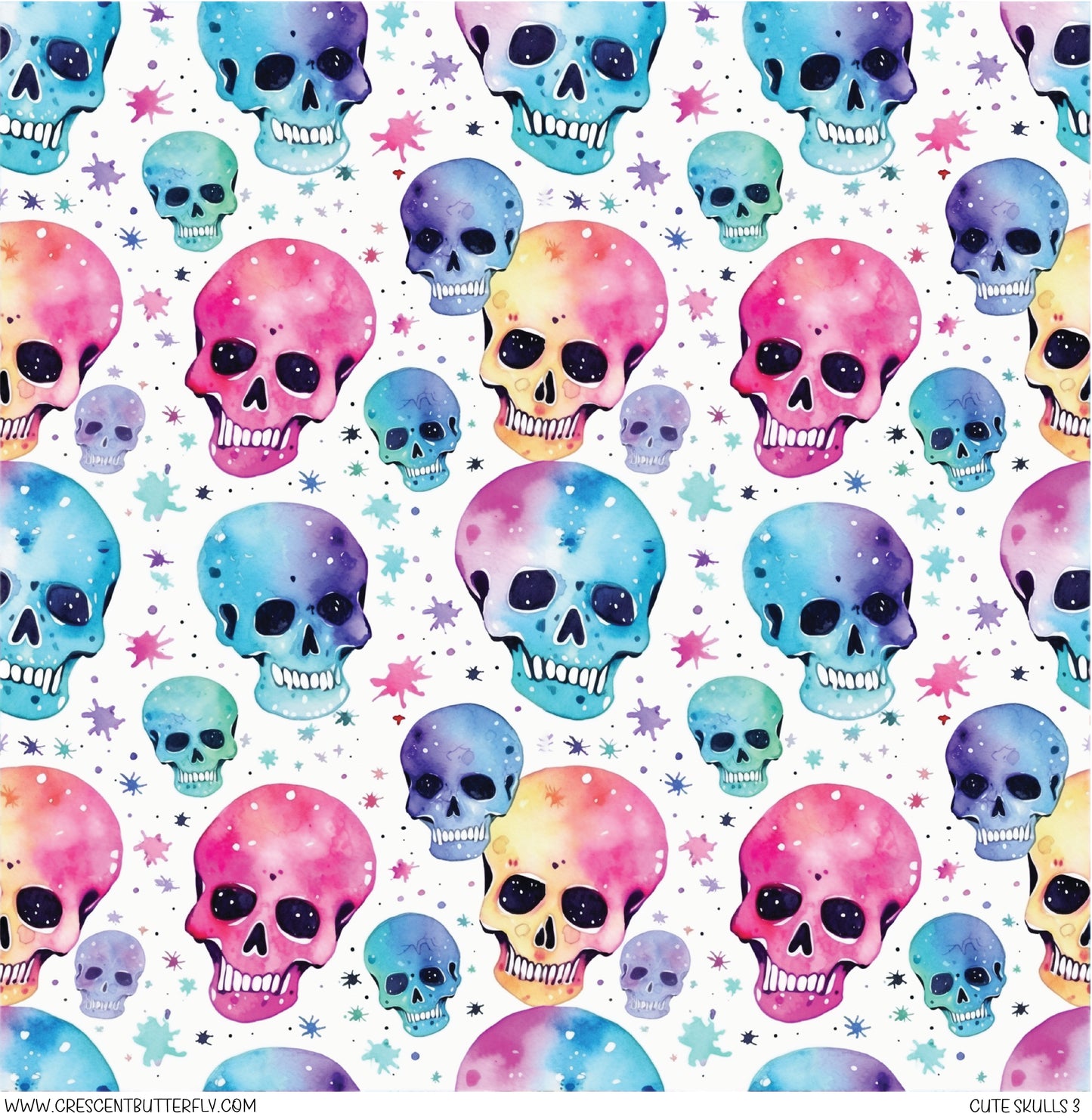 Cute Skulls 3 Printed Vinyl Sheet/Wrap