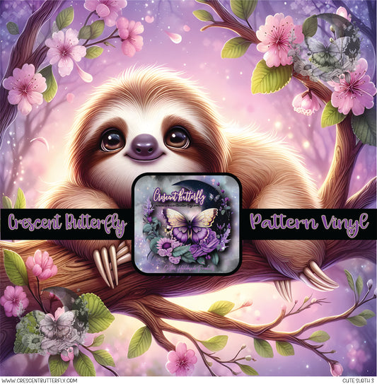 Cute Sloth 3 Printed Vinyl Sheet/Wrap